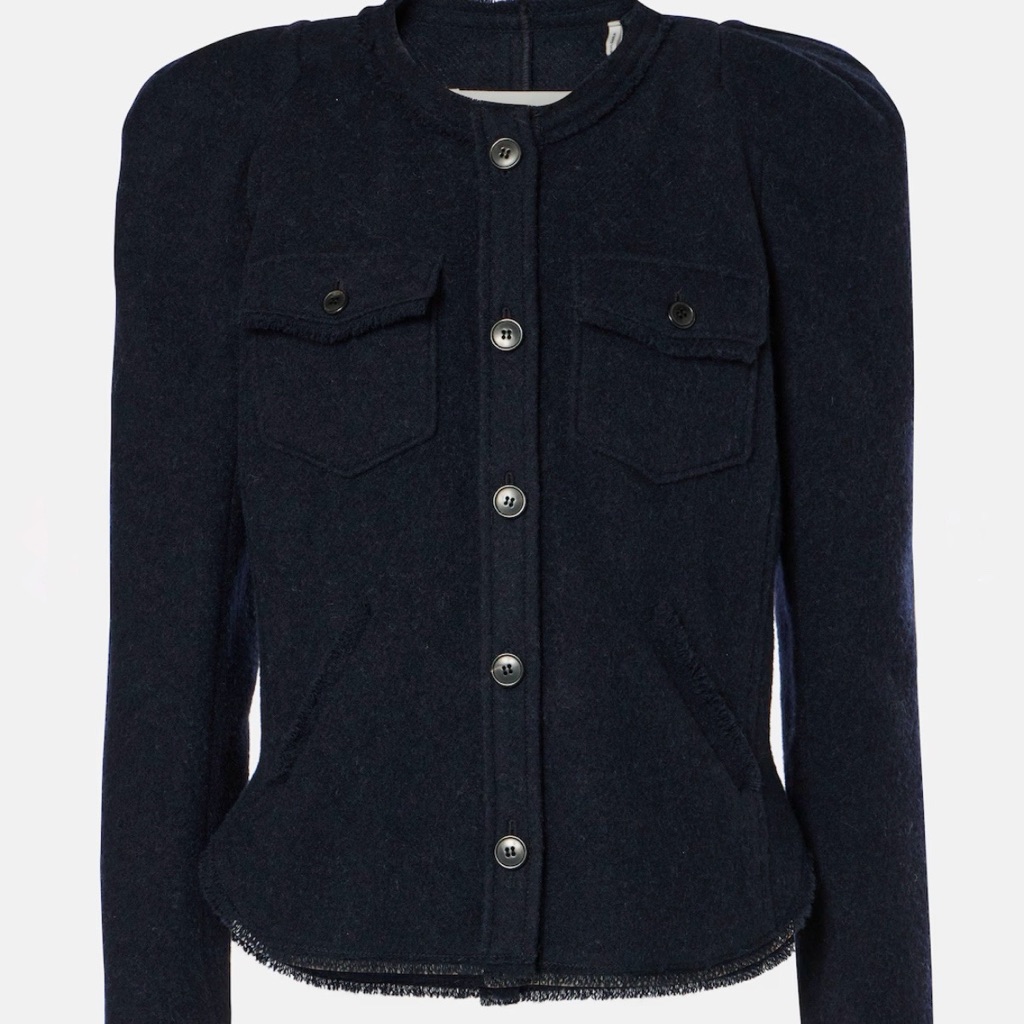 Isabel Marant Etoile Nelly Wool Jacket In Midnight Blue Size Fr38 Nwt